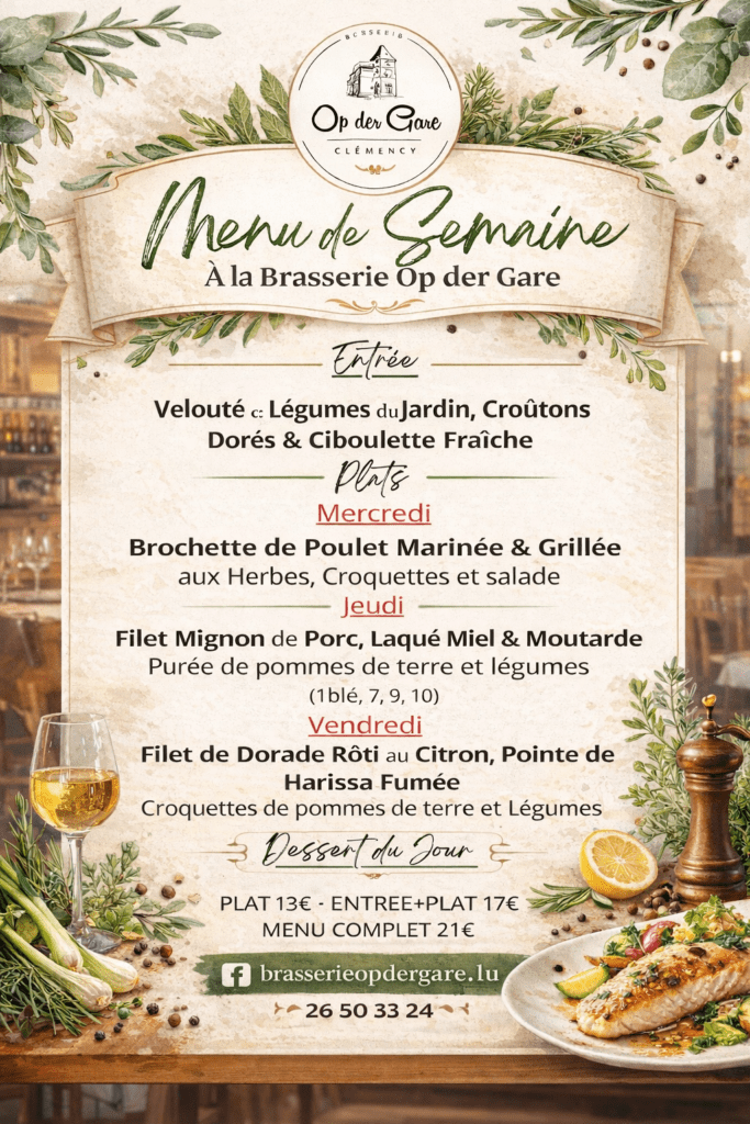 Menu de la semaine publication et impressions